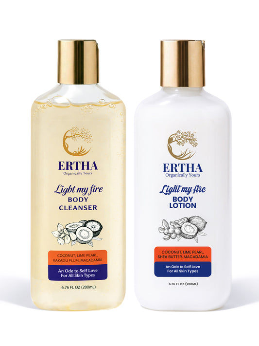 ERTHA Light My Fire Body Care Duo | Body Cleanser + Body Lotion | 200ml x 2