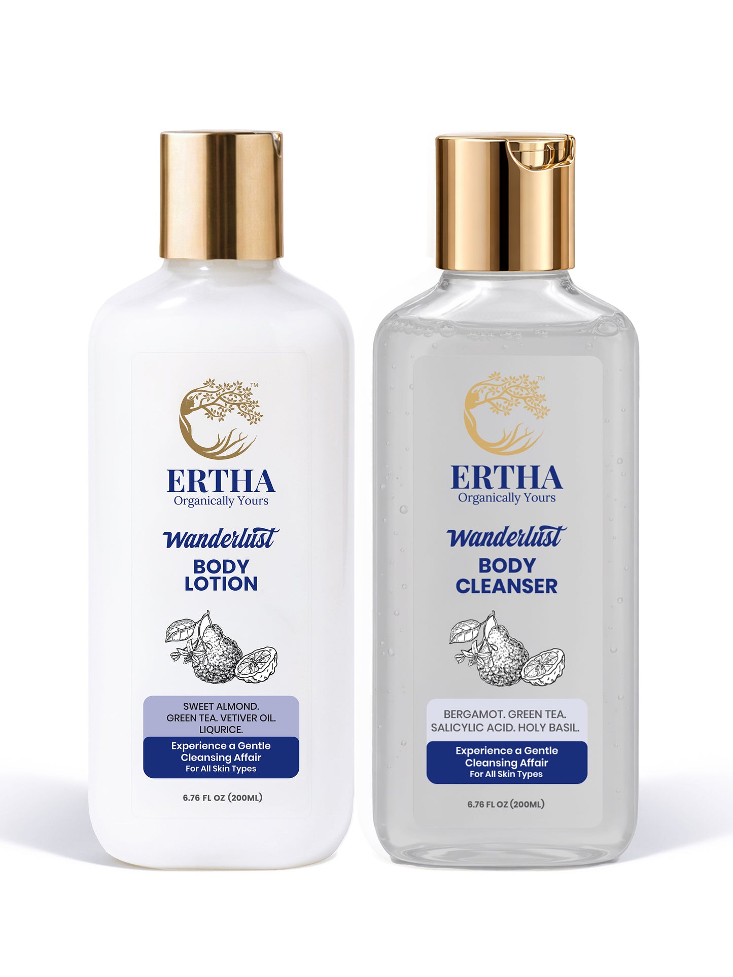 ERTHA Wanderlust Body Care Duo | Body Cleanser + Body Lotion | 200ml x 2